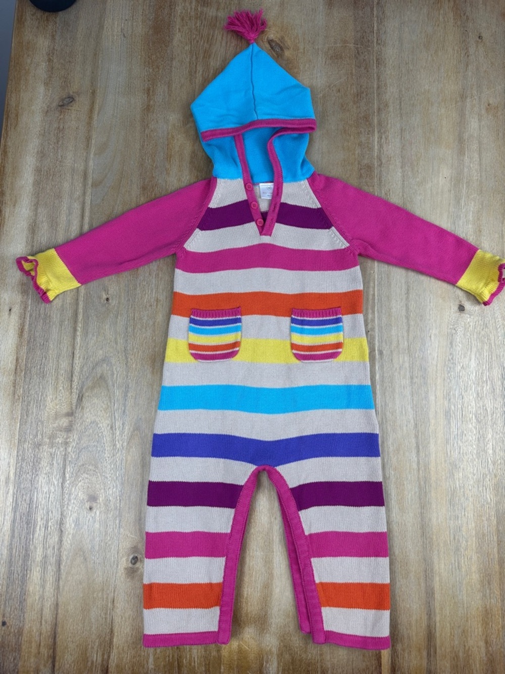 Hanna Andersson 100% Cotton 3T Girls Hooded Sweater Romper